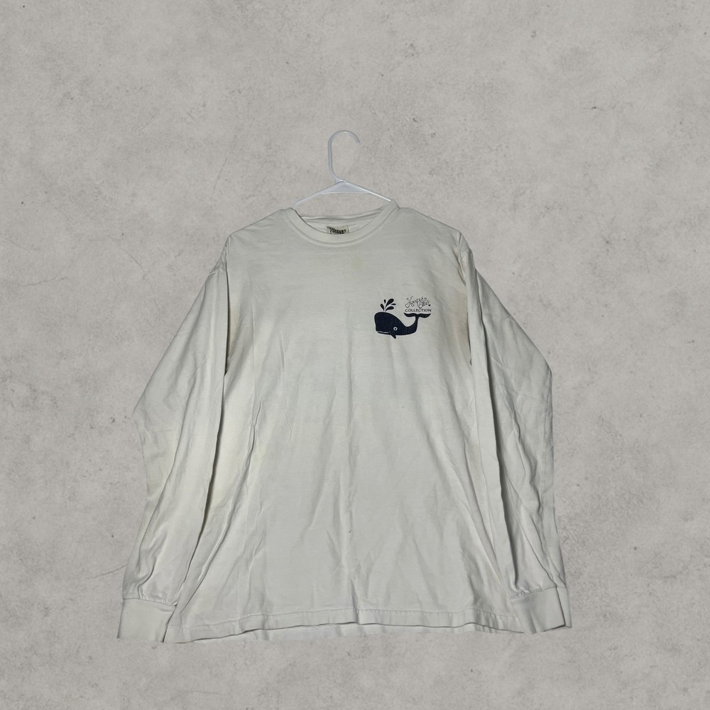 Comfort Colors Harper Elle Merica Whale Long Sleeve Shirt Medium Cream